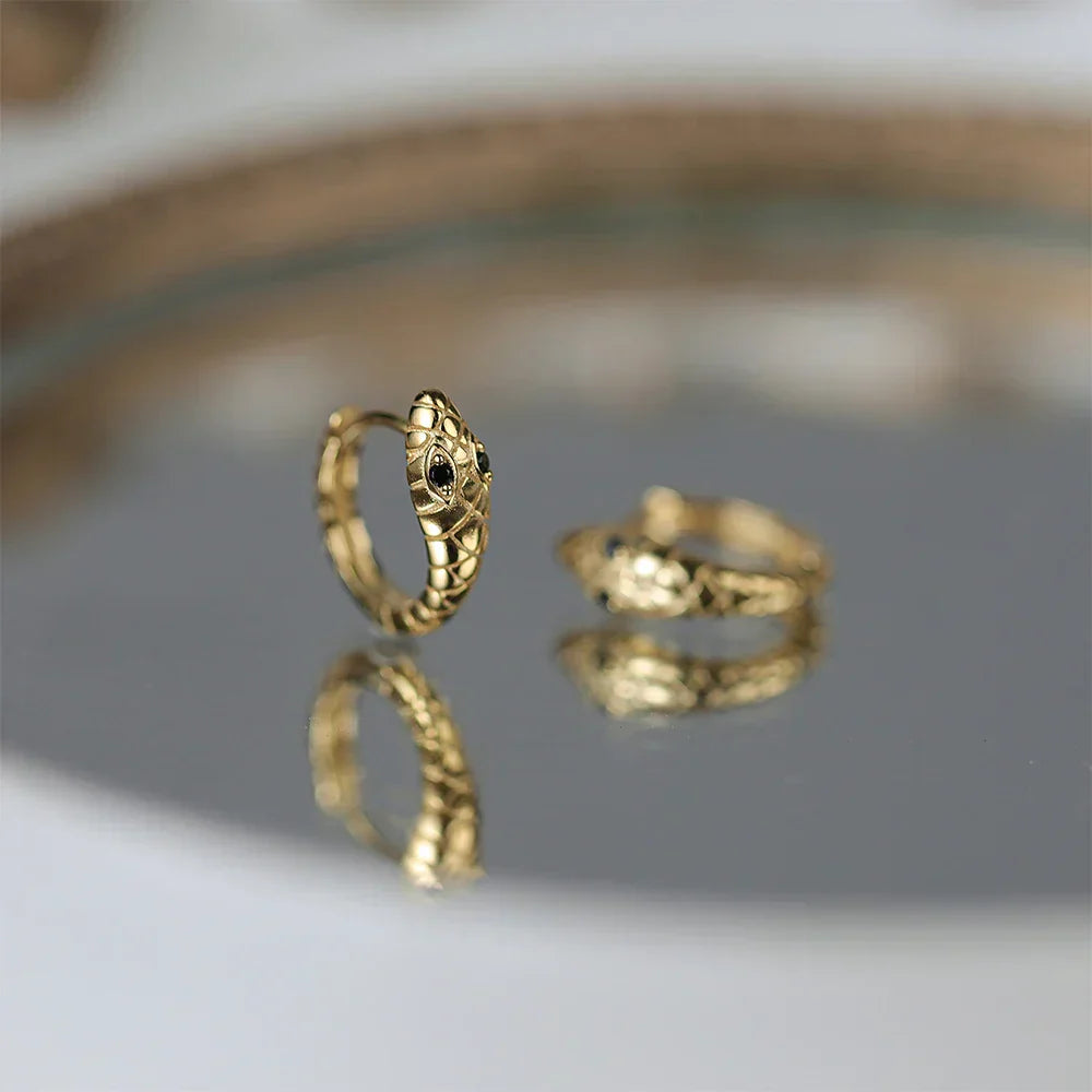 925 Sterling Silver Ear Buckle Snake Twisted Round Circle Microinlaid Zirconia Hoop Earrings For Women Pendientes Aro Rojos
