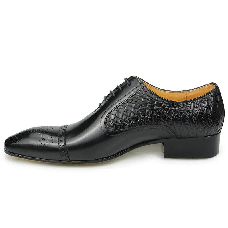 Newest High-end Leather Shoes Dress Oxford Brogue Wedding Party Formal Shoe for Men Lace Up Luxury Fashion Leather Metal Buckle