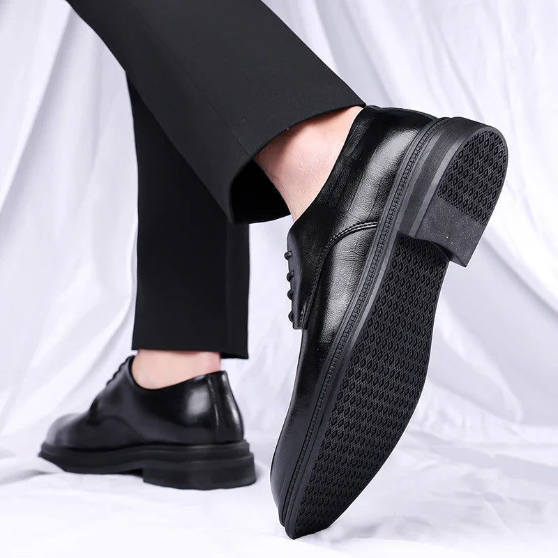 Men's Formal Leather Shoes Lace Up Breathable Non-slip Rubber Sole Lightweight Comfortable Dress Shoes Office & Special Occasion