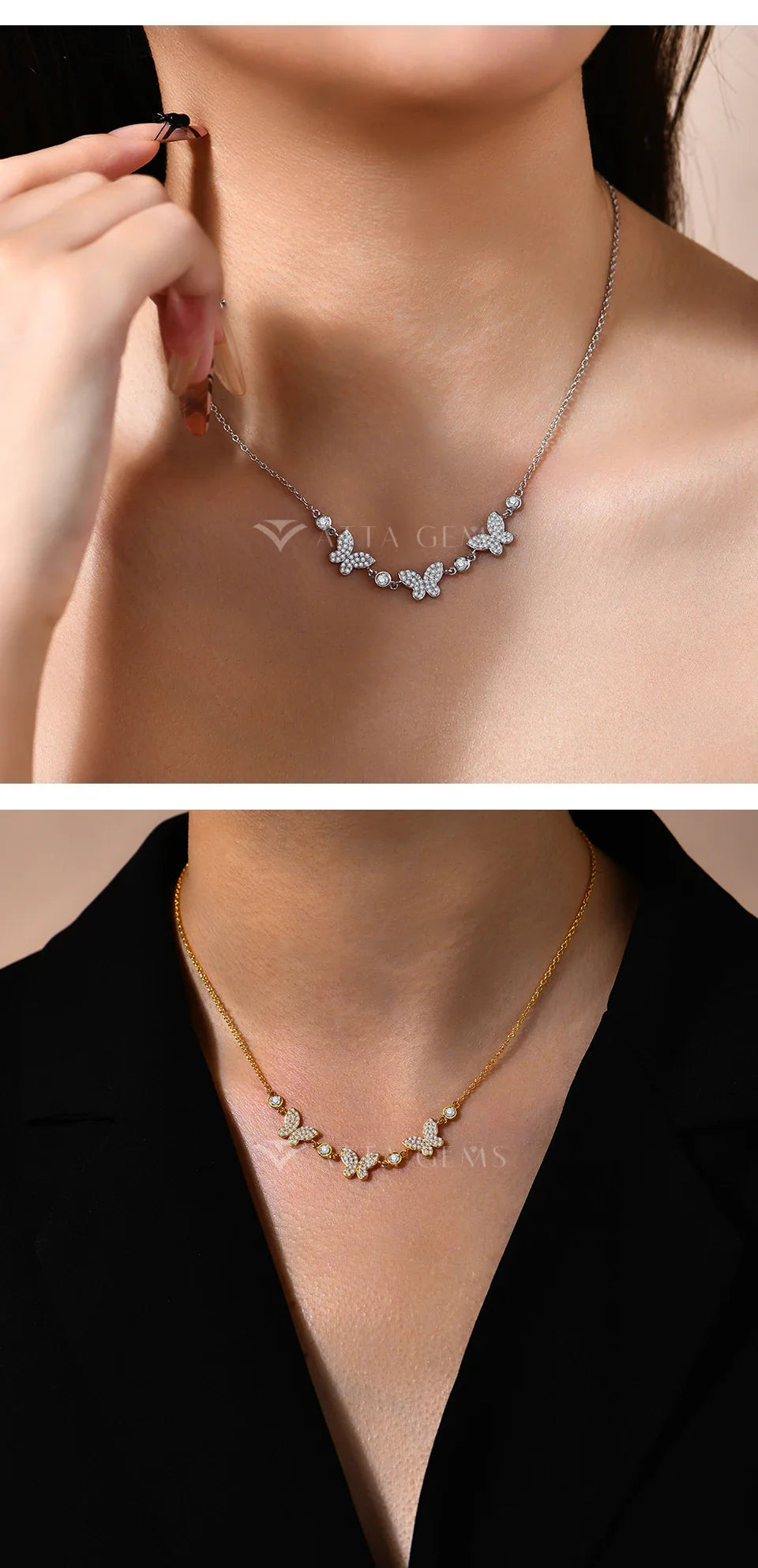 Luxury Butterfly Moissanite Necklace S925 Silver 18K Gold Plated DVVS1 Diamond Wedding Bride Pendant Gift For Women New