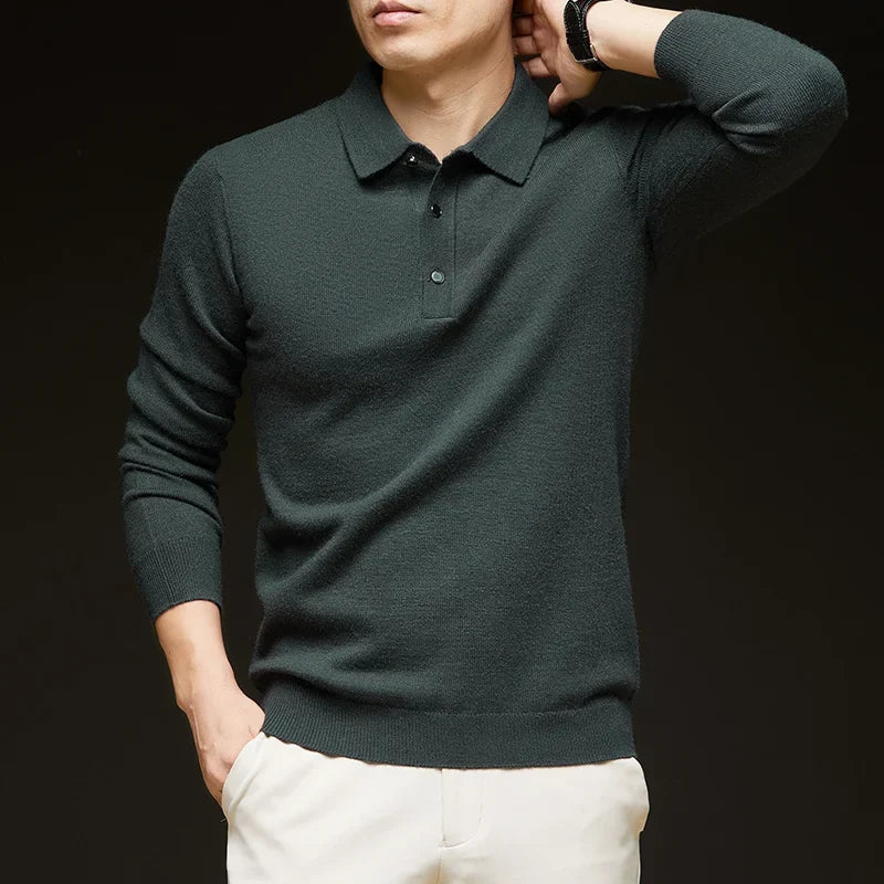 Fashion Autumn And Winter New Cashmere Sweater Men's High Quality Pullover Casual Loose POLO Knitted Bottom Shirt Jacket Shirt