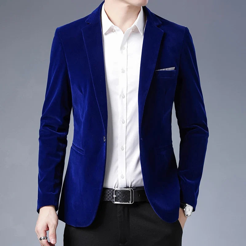 Plus Size 5XL-M Autumn Winter Velvet Men Suit Jacket Fashion Men's Wedding Dress Jacket Casual Slim Blazer Formal Evening Dress