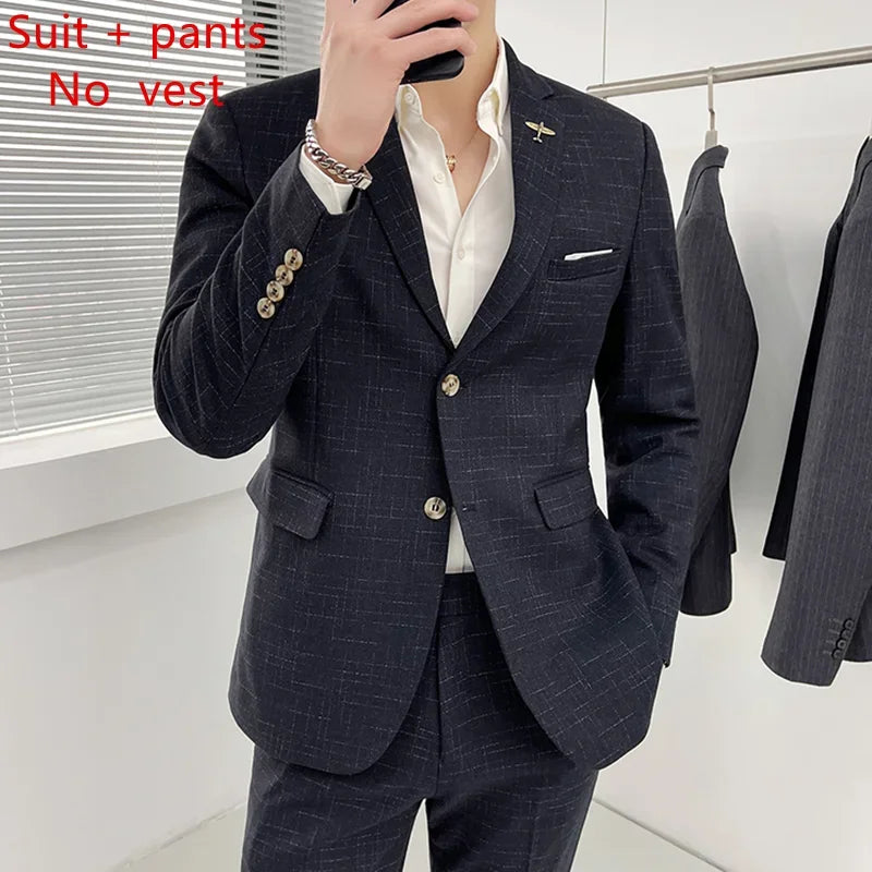 Traje De Boda De Alta Calidad Para Hombre, Traje Profesional De Negocios A La Moda, Chaleco Y Pantalones, Conjunto De 3/2 Piezas