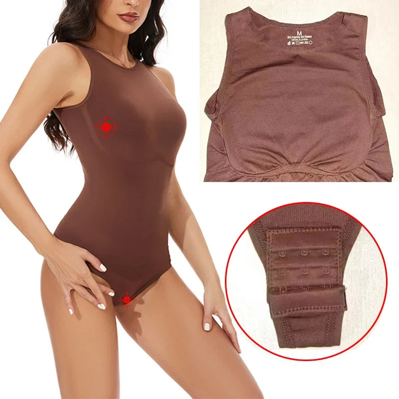 GUUDIA Halter Neck Body Shaper Suits Open Crotch Thong Shapewear Body Shapers Tummy Control Bodysuit Cupless Stretchy Jumpsuit