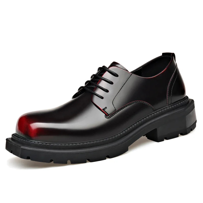 British Thick-soled Formal Leather Shoes Men Spring Autumn Lace Designer Platform Shoes Male Fashion Business Casual Shoe Man