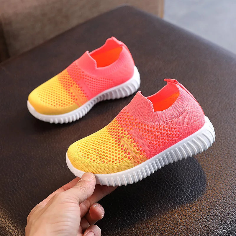 Children Shoes Spring Summer Kids Sneakers Soft Breathable Mesh For Boys Slip-on Casual Shoes Patchwork Color Baby Girls Shoes