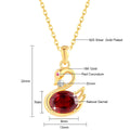 Exquisite 18K Natural Garnet Crystal Swan Pendant Necklace for Women AU750 Solitaire Choker Red Corundum Zircon Jewelry Gift