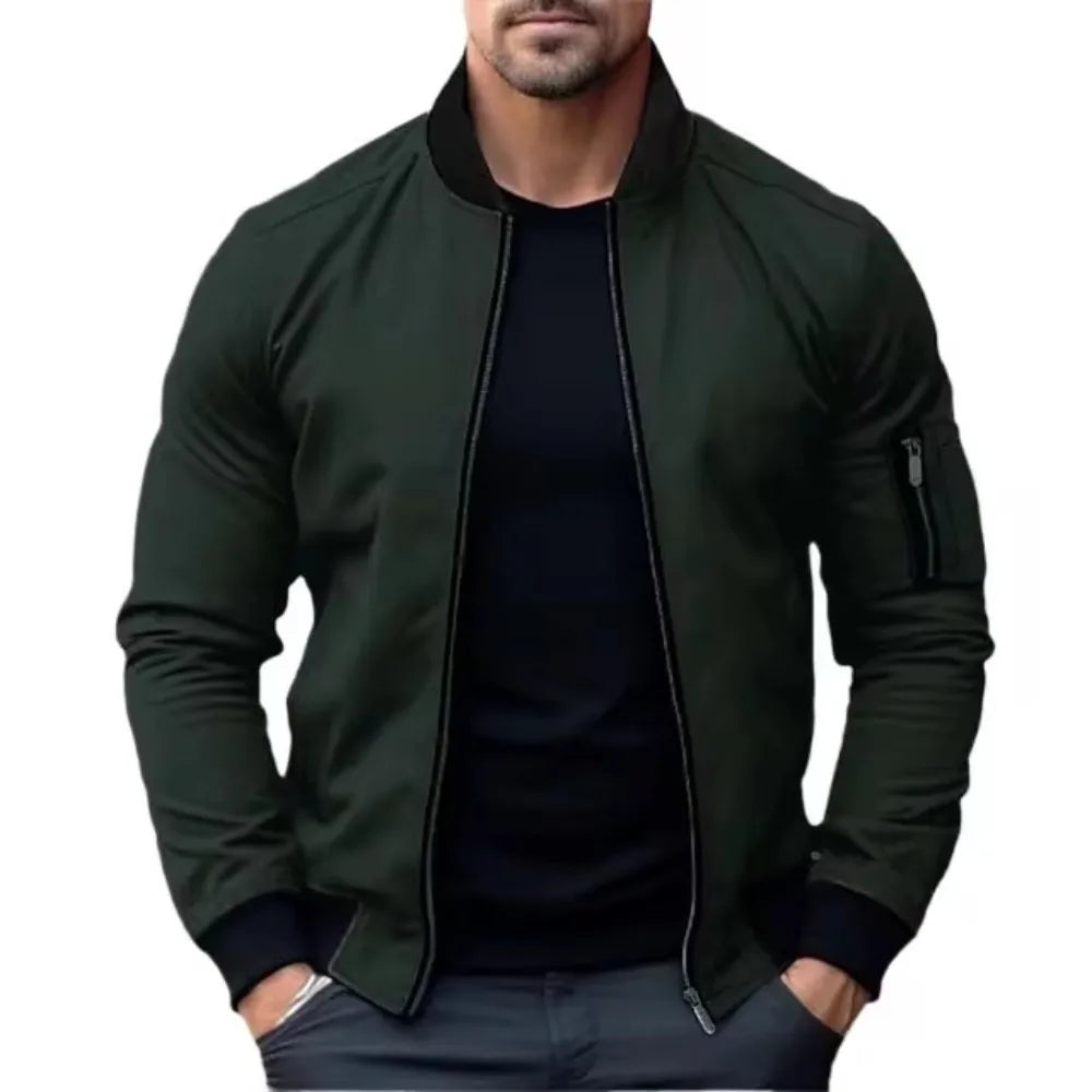 New Jackets for Men Solid Color Bomber Jacket Coat Business Male Coats Windbreaker Mens Zipper Korean Basic Streetwear Tops