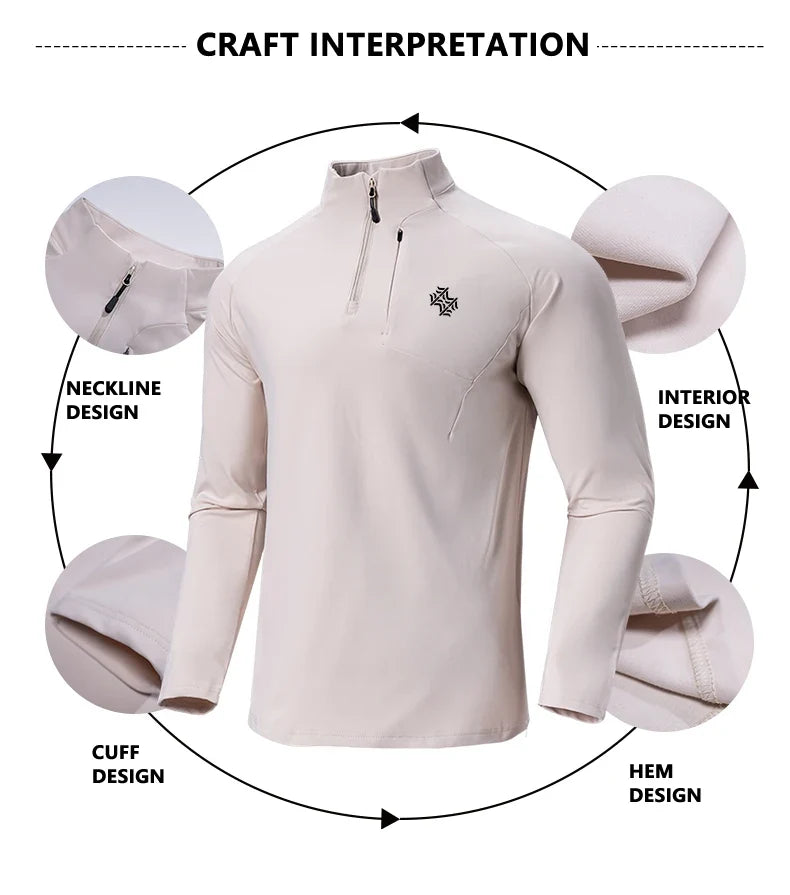 Autumn/Winter New Men's Outdoor Sports With a Base Shirt Running Skiing Mountaineering Fitness Sports Long Sleeve T-Shirt