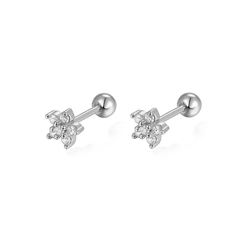 925 Sterling Silver Fashion Love Butterfly Romantic Star Crown Screw Stud Earrings for Women Ear Bone Piercing Jewelry