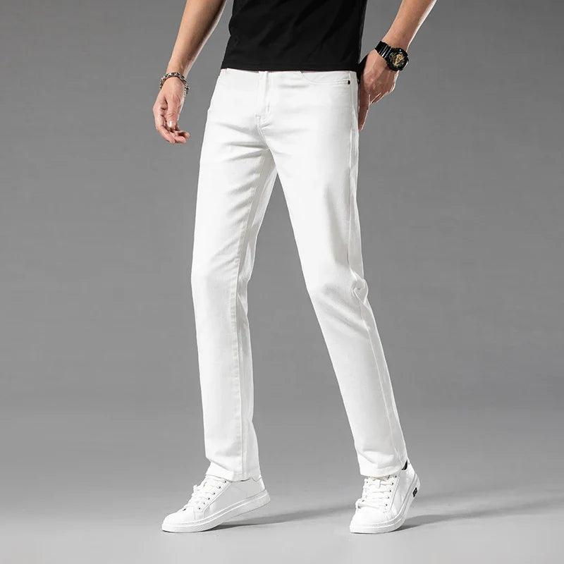 Men's Casual White Classic Trousers