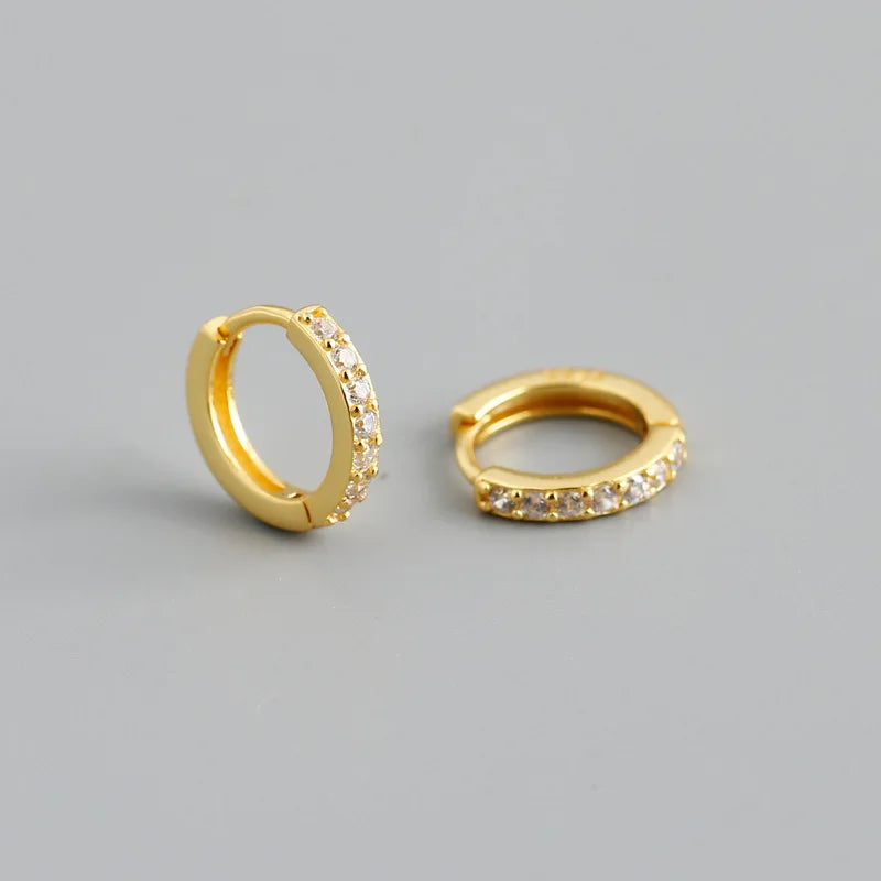 Real 925 Sterling Silver Gothic Simple White Zircon Hoop Earrings for Women Men Charms Unique Party Couple Jewelry 2021