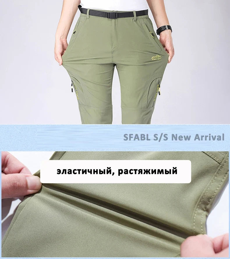 SFABL 5XL Summer Quick Dry Hiking Pants Men Stretch Waterproof Tactical Pants Zipper Pockets Trousers Lightweight Fishing Pants