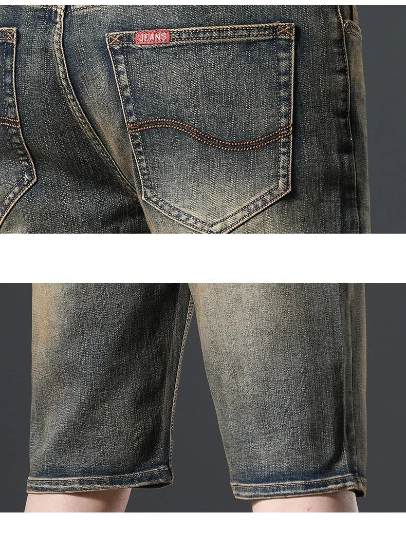 2025 Summer Brand Stretch Thin Bermuda Masculina Cotton Denim Jeans Jorts Men Knee Length Soft Ropa Hombre Shorts