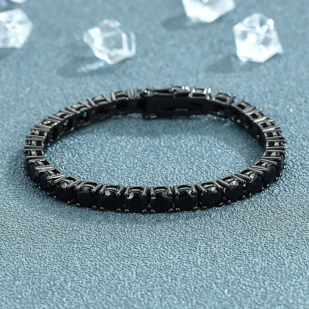 3/4/5/6.5mm Moissanite Diamond Tennis Bracelet for Men Women 925 Silver Plated 18K Black Gold Diamond Bracelets with Certificate