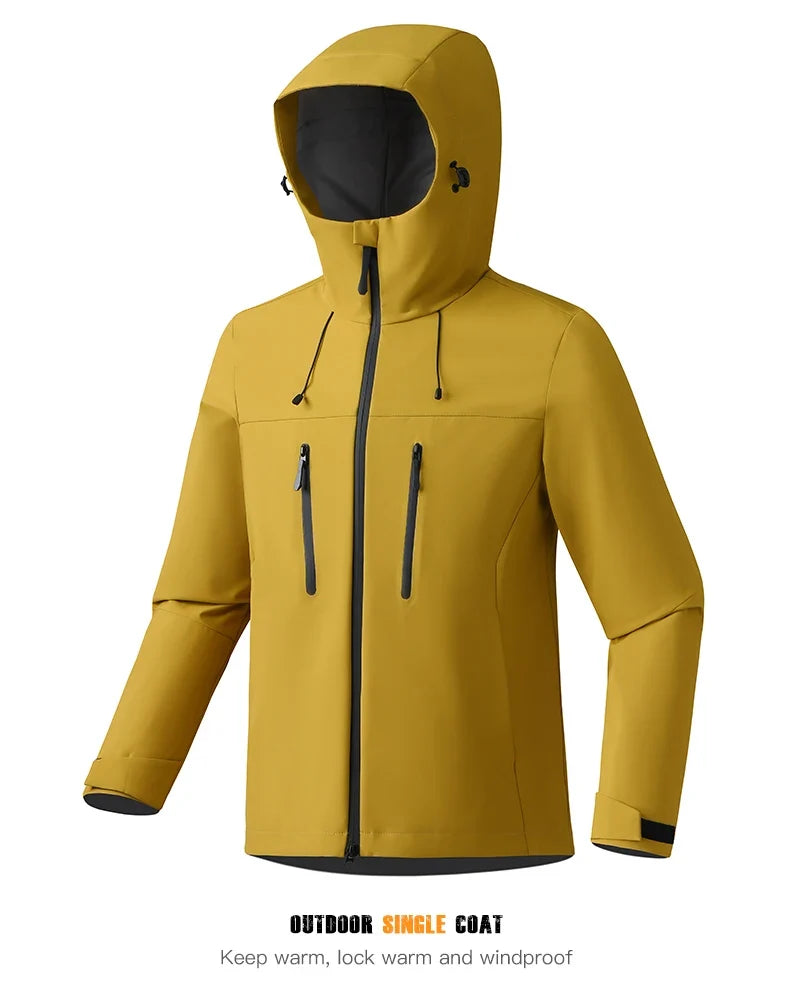 Unisex Waterproof Windbreaker Jacket - Single-Layer Raincoat for Hiking, Camping - Certified Moderate Rain Protection