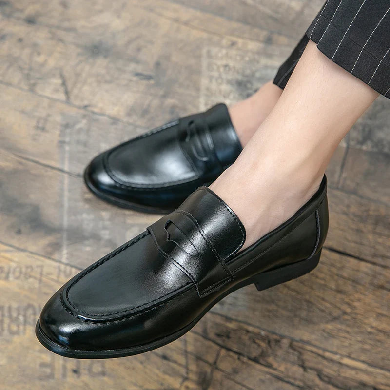 Mens Dress Wedding Fashion Office High Quality Leather Comfy Business Formal Italy Driving Loafers Shoes for Men Plus Size 38~48