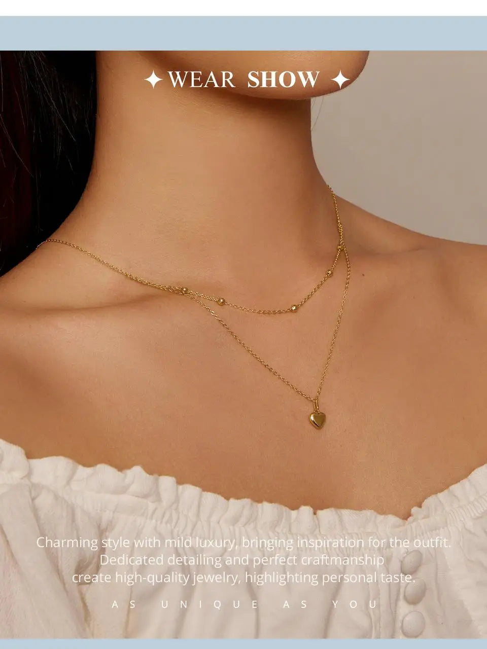 925 Sterling Silver Romantic Heart Pendant Necklace for Women Gold Double Layer Choker Female Fine Jewelry Anniversary