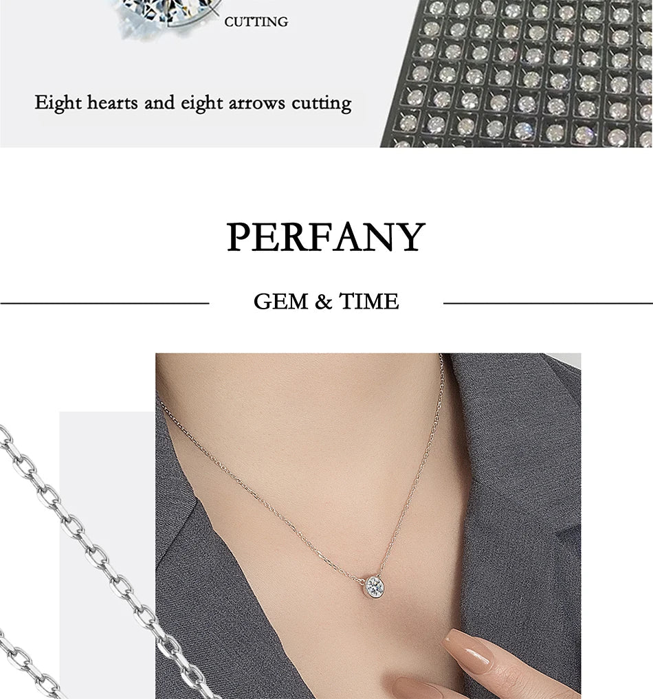 0.5/1CT Moissanite Necklace for Women S925 Pure Silver Bubble Round Diamond Pendant Fashion Jewelry Party Gift