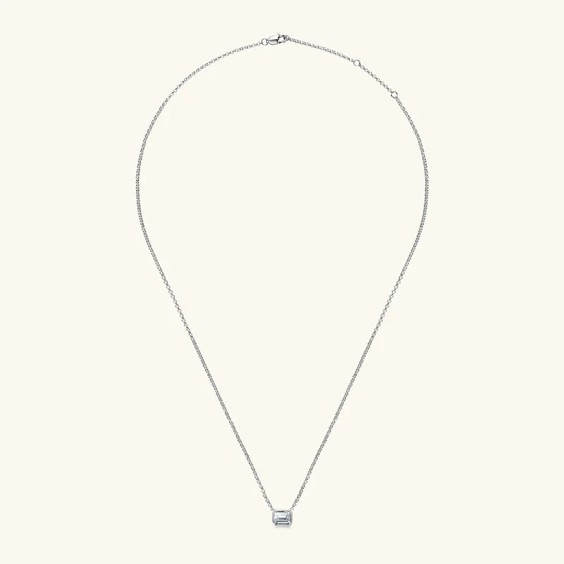 925 Sterling Silver Chains Emerald Cut Moissanite Diamond Pendant Necklace For Women cadena plata 925 original certificada