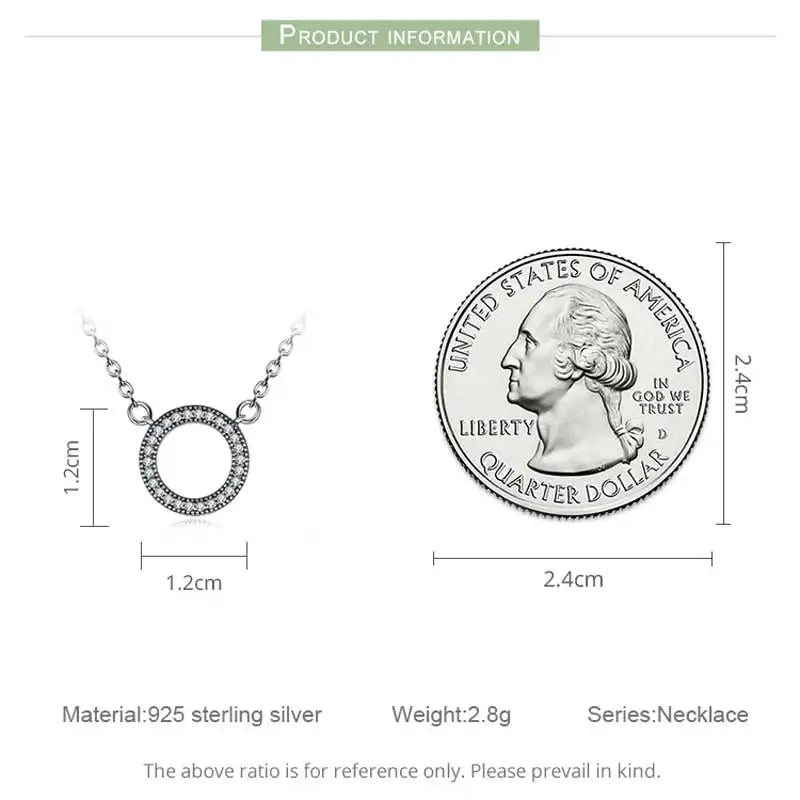 925 Sterling Silver Hearts of Brand Clear Zircon Round Shape Pendant Necklace for Women Party Fine Jewelry 17.71'' PSN010