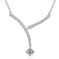 D VVS 1CT Moissanite Pendant Necklace for Women V-Shape Collarbone Neck Chain 925 Sterling Silver Lab Diamond Jewelry