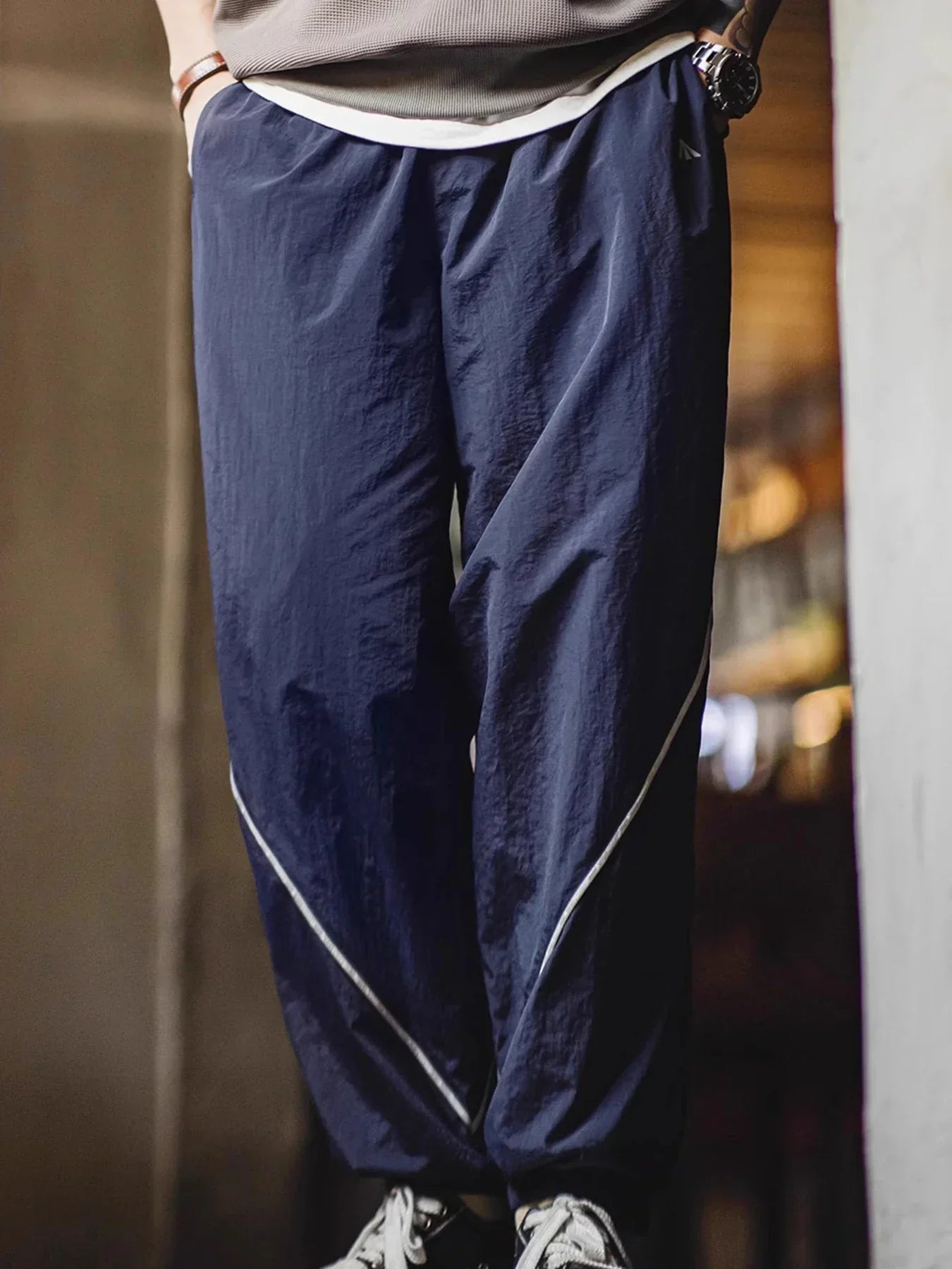 Men's autumn and winter casual sport suit, reflective quick-dry loose jacket and long pants, 100% nylon