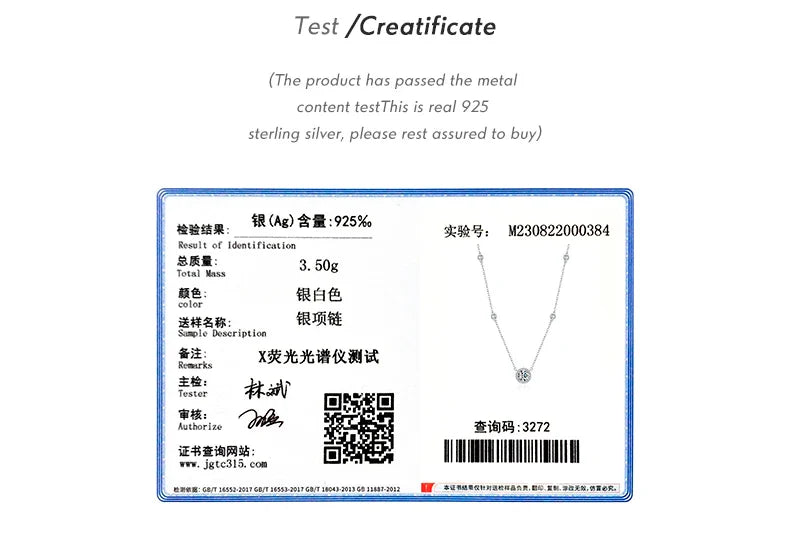 925 Sterling Silver Luxury Round Clear AAAAA Zircon Pendant Necklace For Women Wedding Engagement Bridal Fine Jewelry