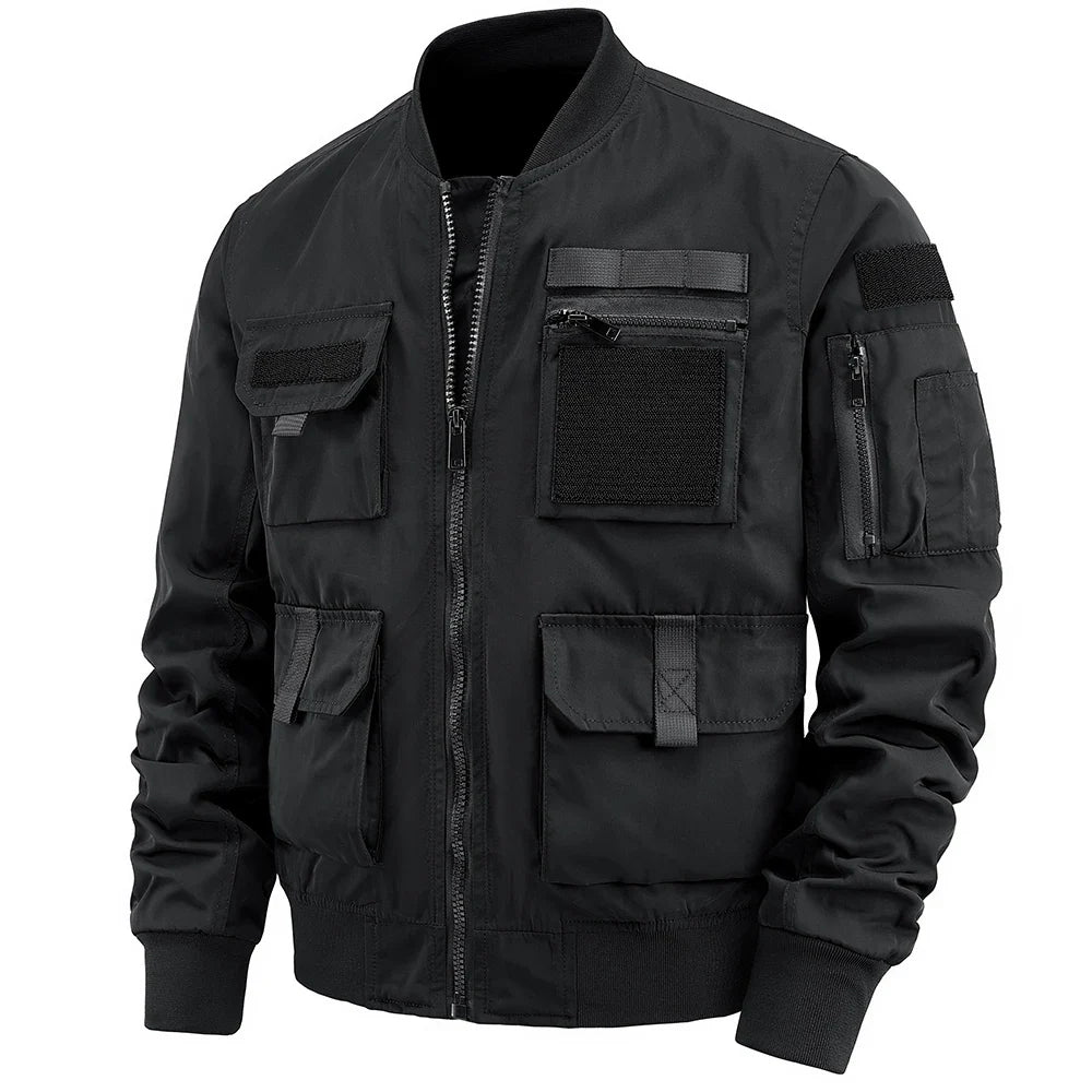 Spring And Autumn New Men's Jacket Solid Color Multi-Pocket Zipper Jacket Fashion Simple Casual Versatile Mening's Clothing