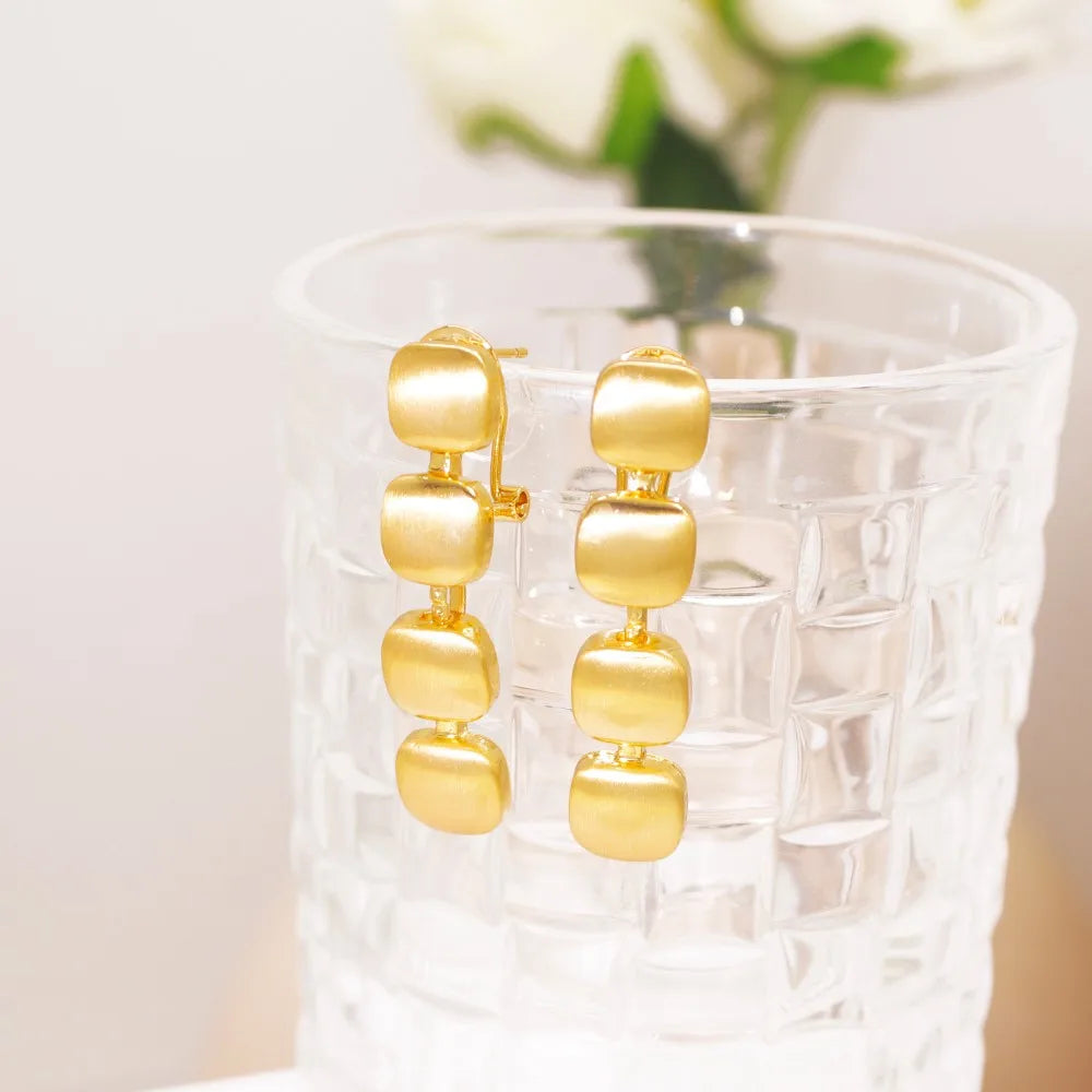 Dubai Gold Color Jewelry Set Classic Square Geometry Necklace Earring Bracelet Ring For Women Christmas Gifts 2025 New