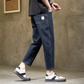 Men's Baggy Straight Leg Jeans Casual Stretch Denim 9-Length Comfortable Loose Trousers Spring Autumn Versatile Wide-Leg Pants