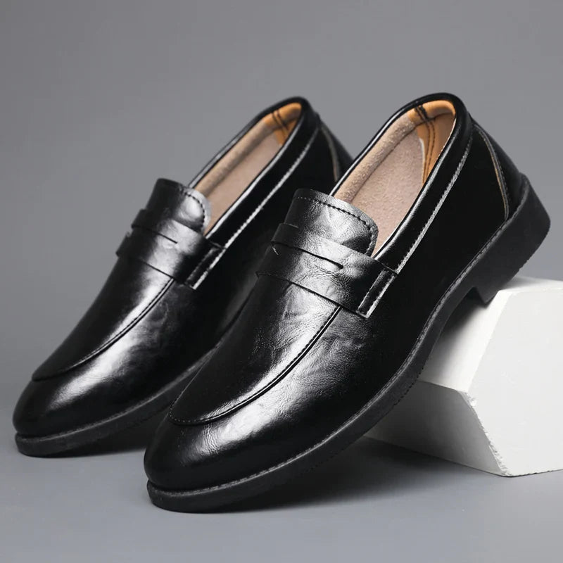Mens Casual Leather Shoes Comfortable Slip on Loafers Leather Dress Shoe Classic Business Footwear zapatos para hombre chaussure