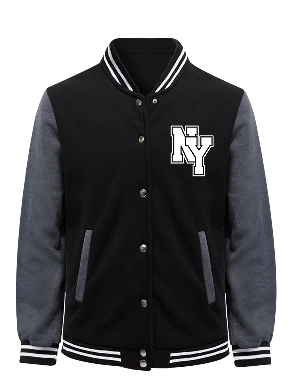 New York City Art Letters Prints Baseball Jackets Men Fleece Loose Streetwear Fashion Y2K Jersey Fashion Casual Tops Man