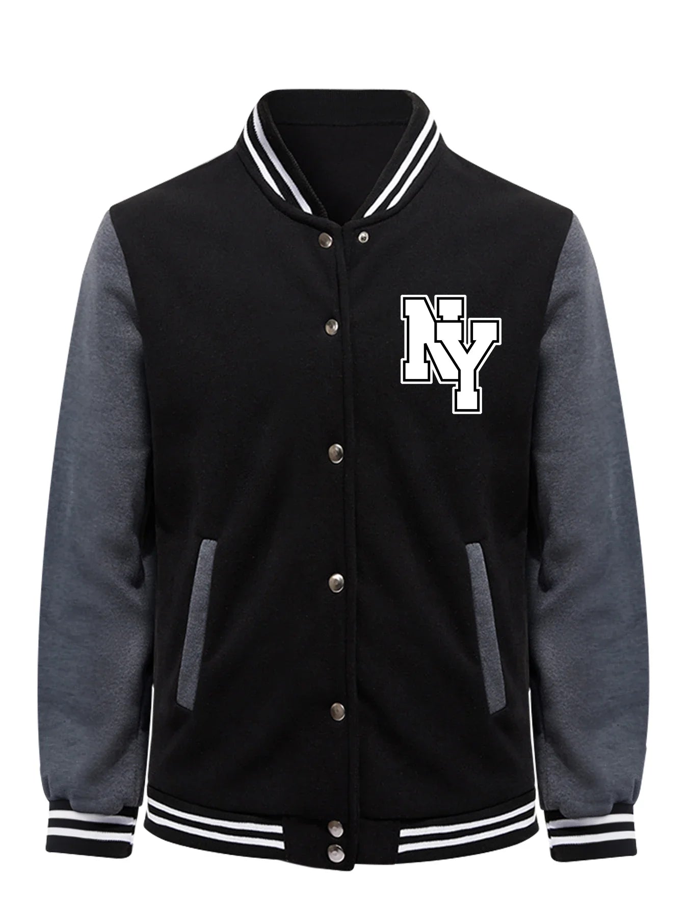 New York City Art Letters Prints Baseball Jackets Men Fleece Loose Streetwear Fashion Y2K Jersey Fashion Casual Tops Man