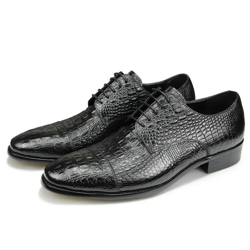 Luxury Crocodile Pattern Genuine Leather Shoes Handmade Men's Vintage Casual Leather Shoes Custom Pointed Toe Oxford Dress Shoe