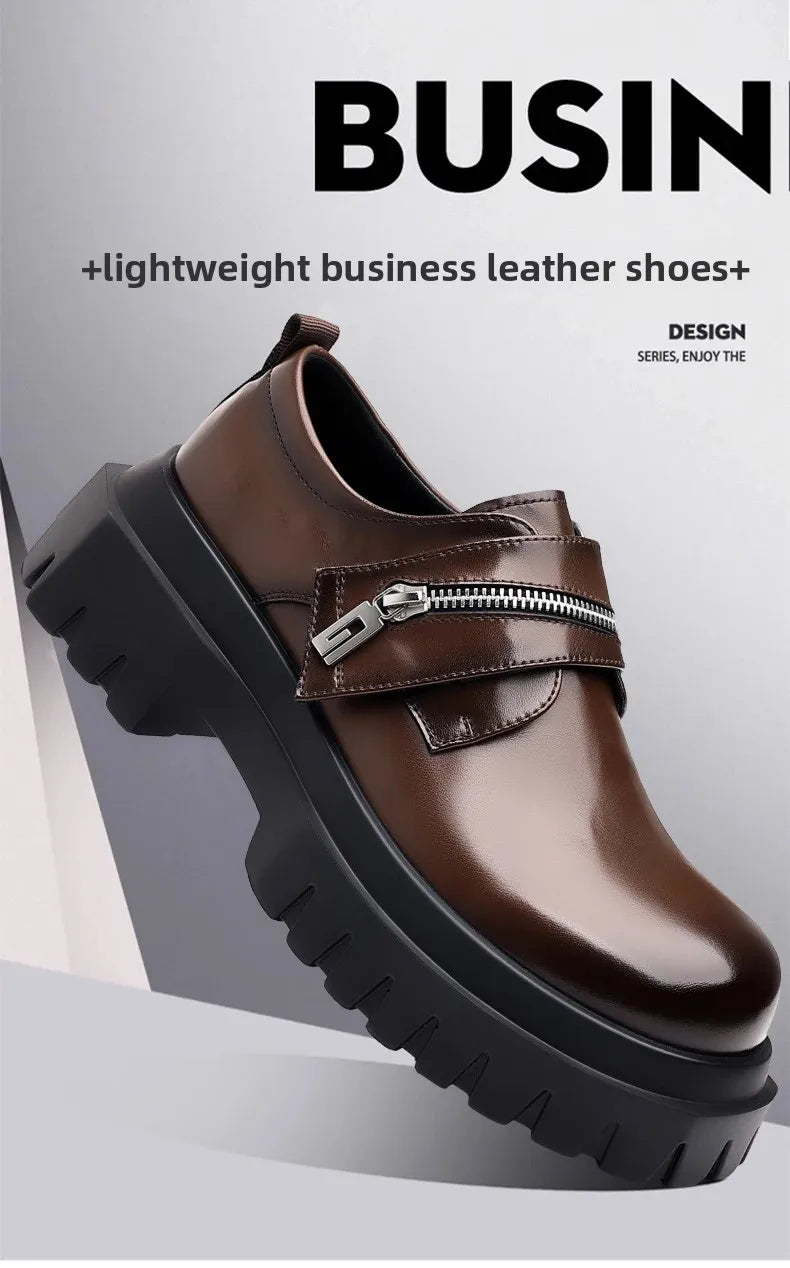 2026 New Derby men's leather shoes Thick bottomed British style design Leisure Party Business Office Luxury adult shoes