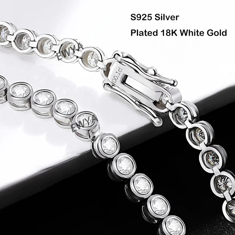 Luxury Bubble 2/3mm D Color Full Moissanite Tennis Necklace for Women S925 Silver Plated 18K Diamond Neck Chain Necklaces