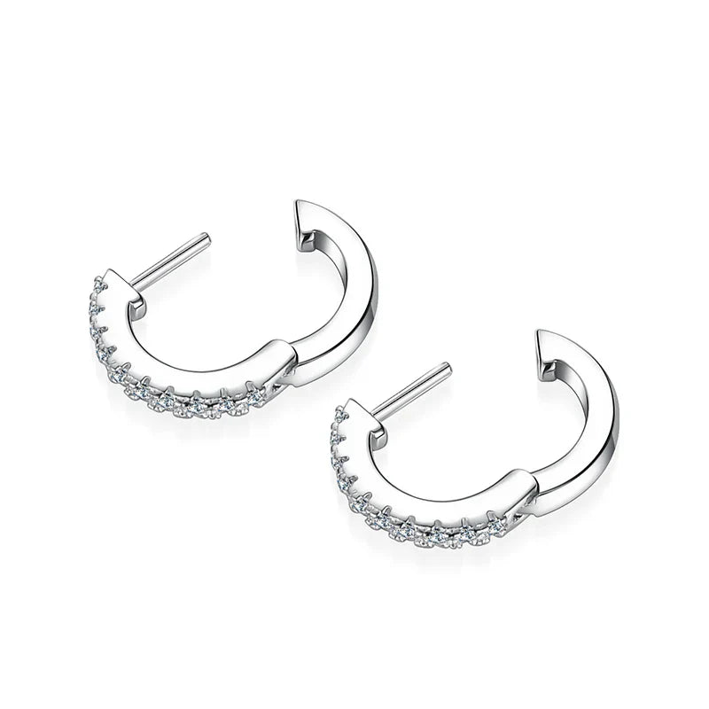 Full Moisanite Earrings D Color Moisanite Lab Diamond 925 Sterling Silver Hoops Earrings Sparking Wedding Fine Jewelry