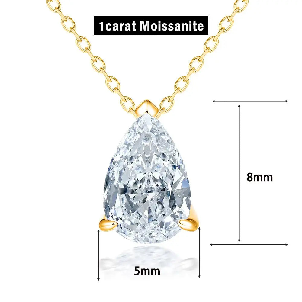 1/2/3/4CT Water Drop Moissanite Pendant Necklace for Women  Certified 925 Silver Pear Cut Solitaire Diamond Pendant Neckchain