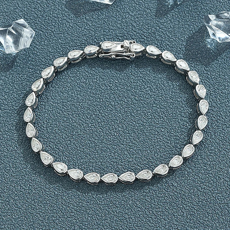 Full Asscher Cut 3x3mm 0.15CT Bezel Type Moissanite Tennis Bracelet for Women Men Party 925 Silver GRA Certified Bracelets
