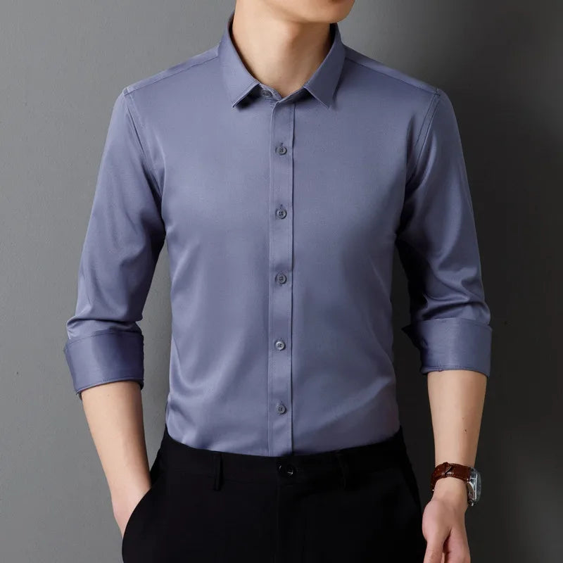 Men's Long Sleeved Shirt Classic Solid Color Soft Comfortable