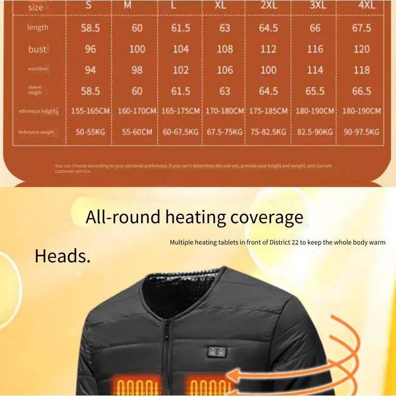 2025 Winter New Dual-Control Zone 22 Smart Heated Cotton Jacket Electric Heated Vest for Men