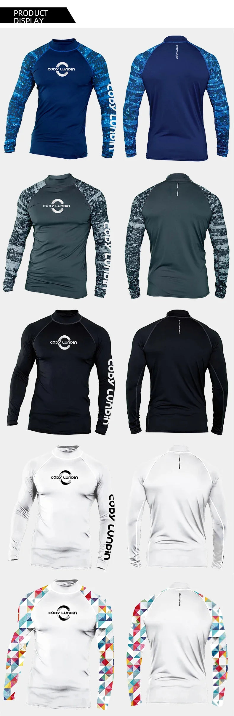 Surfing Swimming Diving T-Shirts Tight Long Sleeve Rash Guard Swimwear Men's UV Protection Surf Clothing Beach Floatsuit Tops