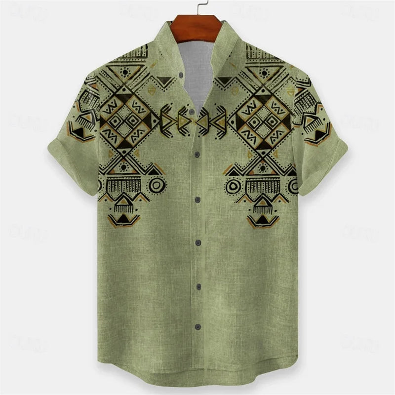Men's Geometric Indian Ethnic Shirt Button Shirt
