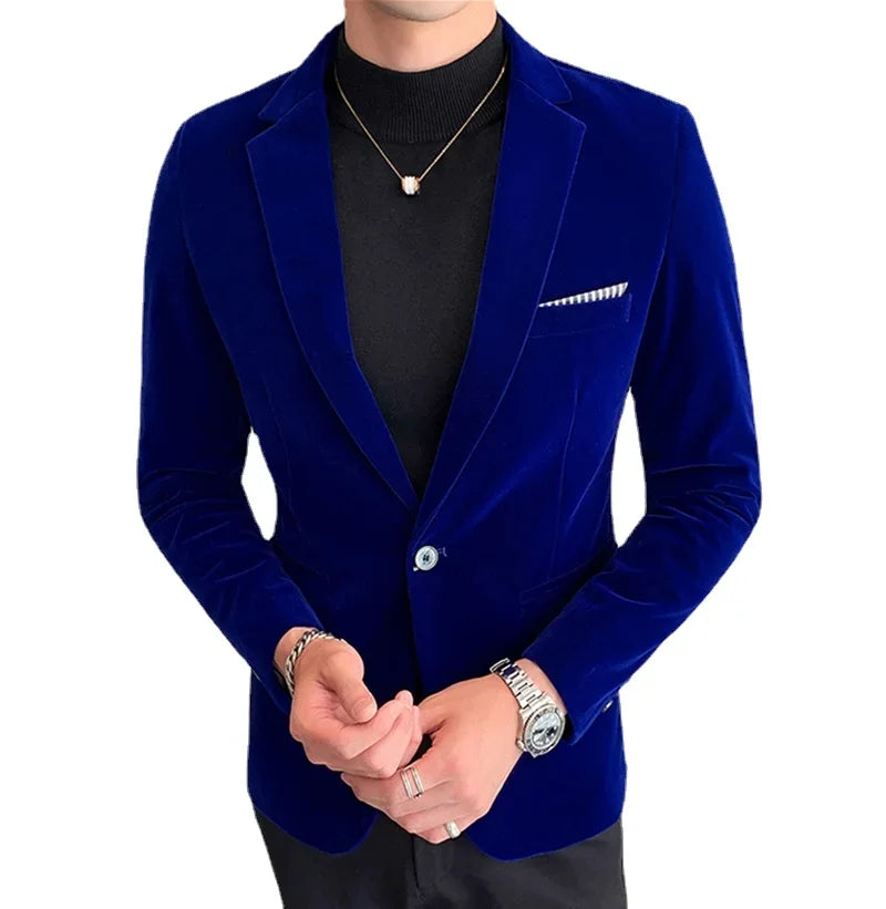 Mens Blazer Men's Fashion Business Corduroy Shirt Gentleman British Style Casual Slim-fit Wedding Work  Mens Blazer Jacket  5XL