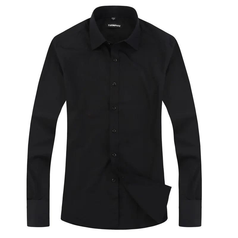 Men's French cufflinks shirt, men's slim fit long sleeved business sleeve nail free business formal men's solid color shirt
