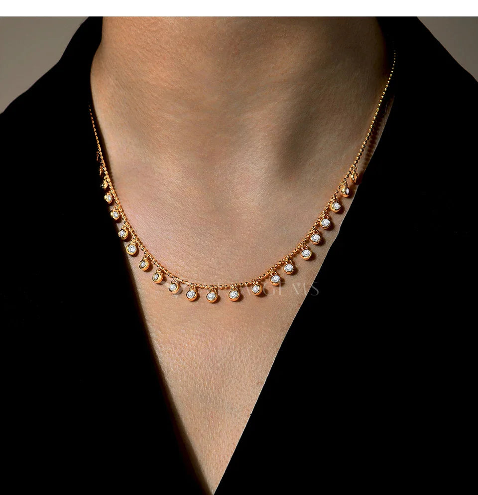 Luxury Full D VVS1 Moissanite Necklace Chains for Women Solid S925 Sterling Silver Wedding Jewelry Party Gift Pass Test