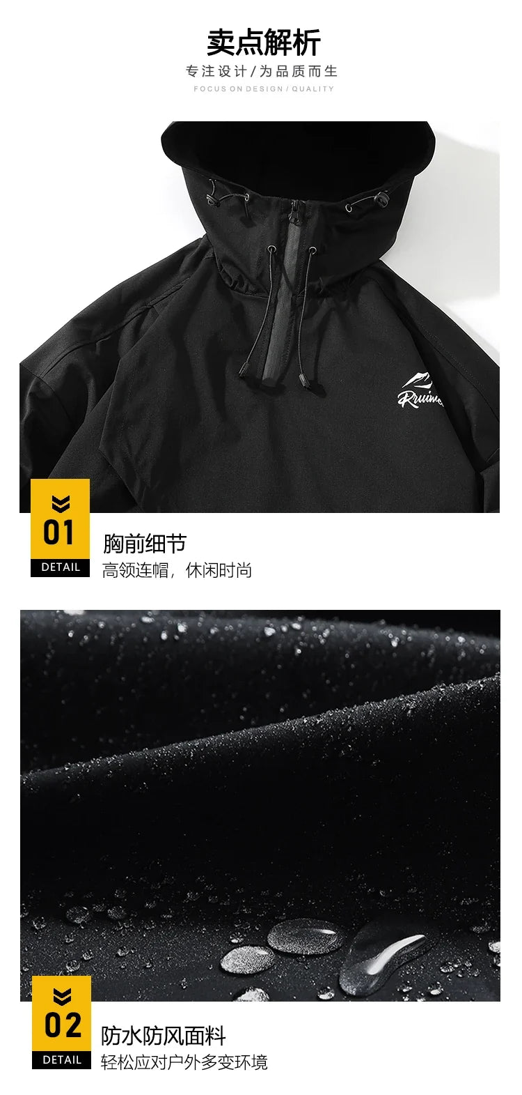 Men Jacket Korea Fashion 2023 Spring Hooded Jack Black Patchwork Zipper Coats Streetwear OverSize Men Clothing