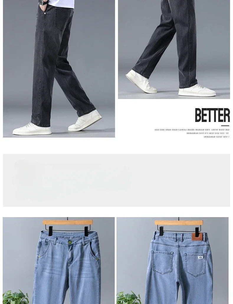 Business Jeans Men's Spring Thin Casual Straight Fashion Loose Brand Pants Comfortable Male Denim Trousers Versatile