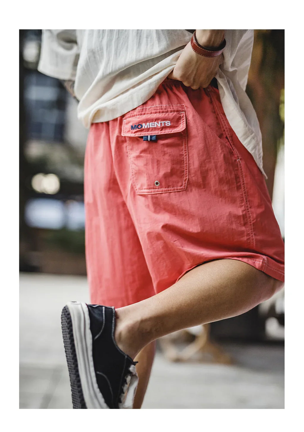 Men's American Retro Embroidered Woven Beach Shorts Lightweight Thin Five Inch Amekaji Style Daily Casual Summer Trousers